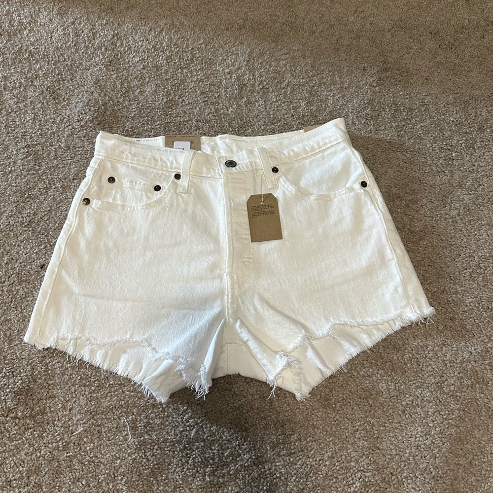 New womens Levi’s 501 white denim shorts high rise button fly
